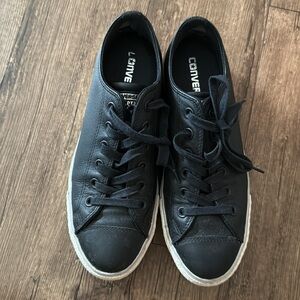 Black Platform Leather Converse